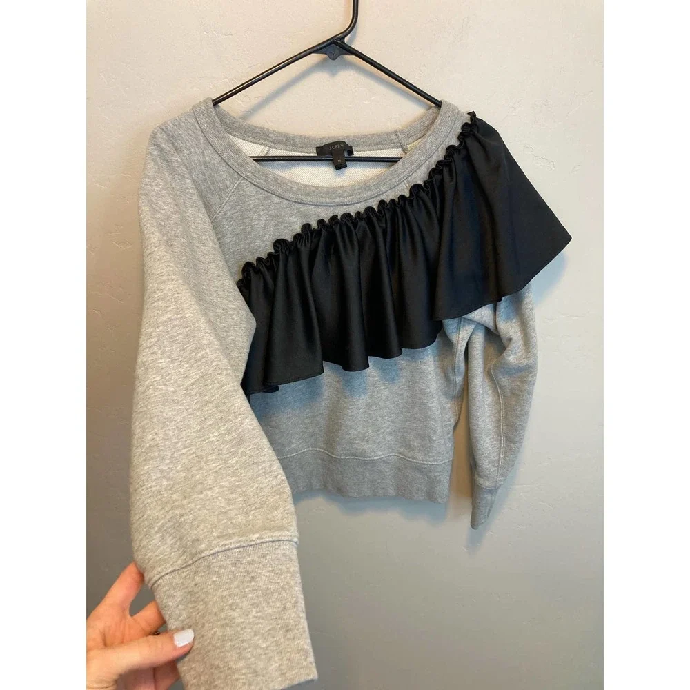 J.Crew Asymmetrical Ruffle Sweatshirt - Picture 4 of 6